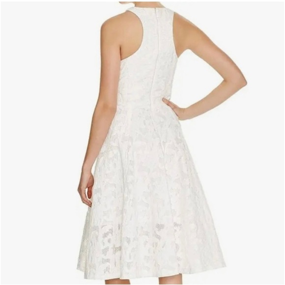 Vera Wang Ivory Lace Racerback Sleeveless Midi Cocktail Dress Women's Size 6 - Picture 3 of 5